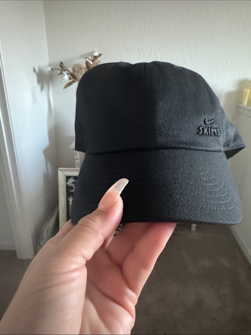Nike SKIMS  Black Embroidered Swoosh Cap